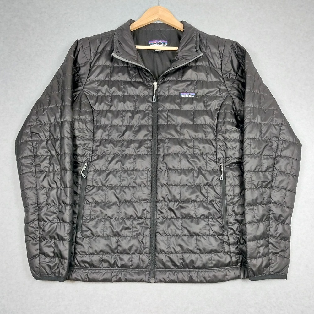 Patagonia Nano Puff Jacket Womens XL Black Full Zip Primaloft Insulated Hiking